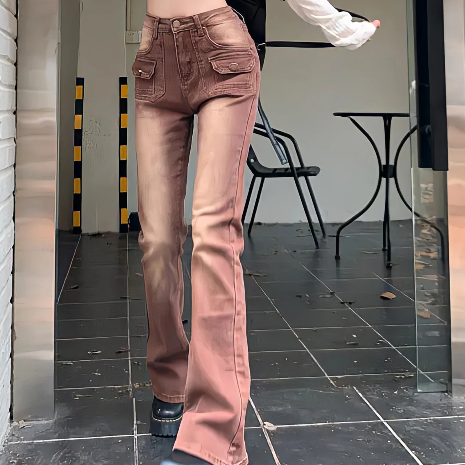 Cargo Pants Women Bell Bottom Jeans High Waisted Flare Jeans