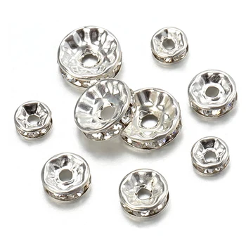 100pcs Silver Color Crystal Rhinestone Spacer Loose Beads Bracelet Beads for Bracelet Necklace Jewelry Making DIY Components 5