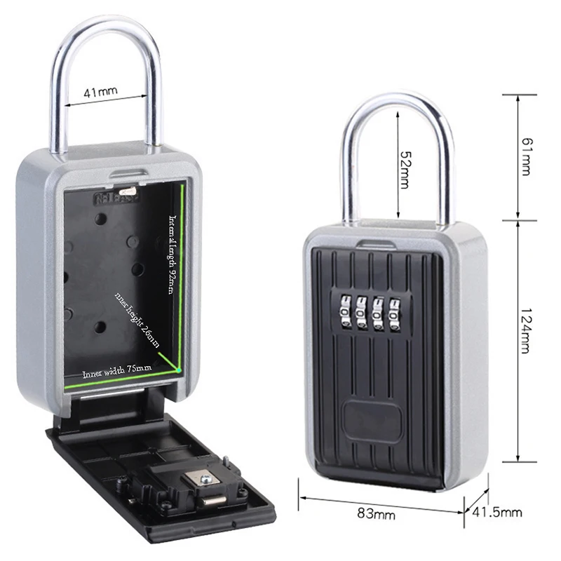 4-Digit Outdoor Key Safe Wall Key Box Safe Wall Mount Combination Lock Box Waterproof Key Safe Storage Lock Box