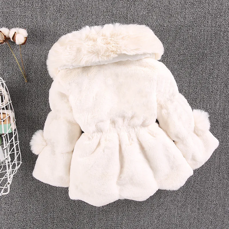 Girls Winter Coat Children's clothing girl jacket winter children's clothing girl fur lapel solid color warm and thickened cotton jacket