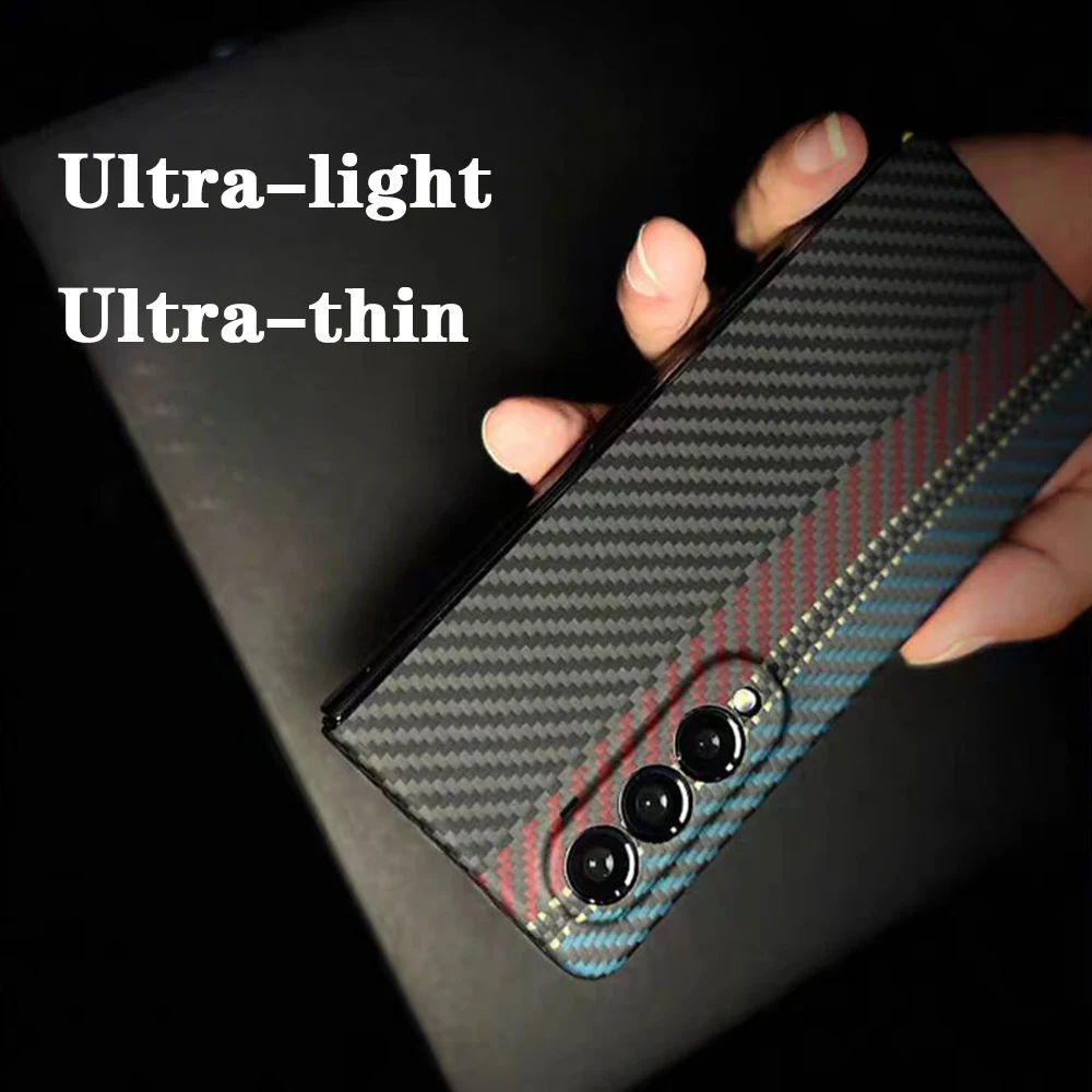 Commercial Kevlar Real Carbon Fiber Phone Case For Samsung Galaxy Z Fold 5/ Fold 4 Ultra-Thin Aramid Fiber Shockproof Cover