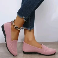 Women's Solid Color Knit Loafers Lightweight Anti Slip Flat Shoes for Casual Wear - Image 3