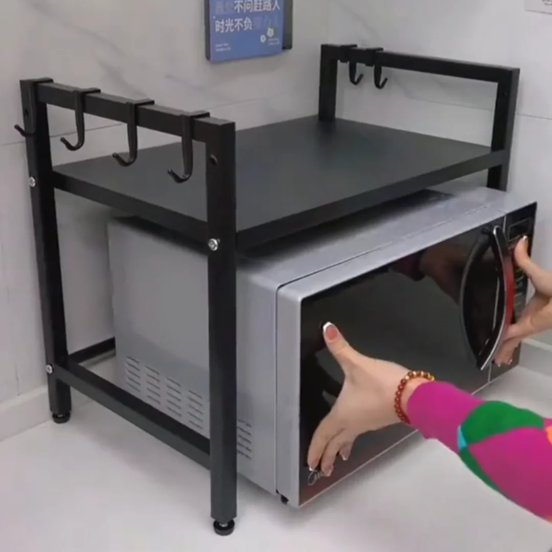 Adjustable Height Kitchen Microwave Oven Stand Storage Ra Floor Mounted Multi-layer Baking Tray Item Organizer elf
