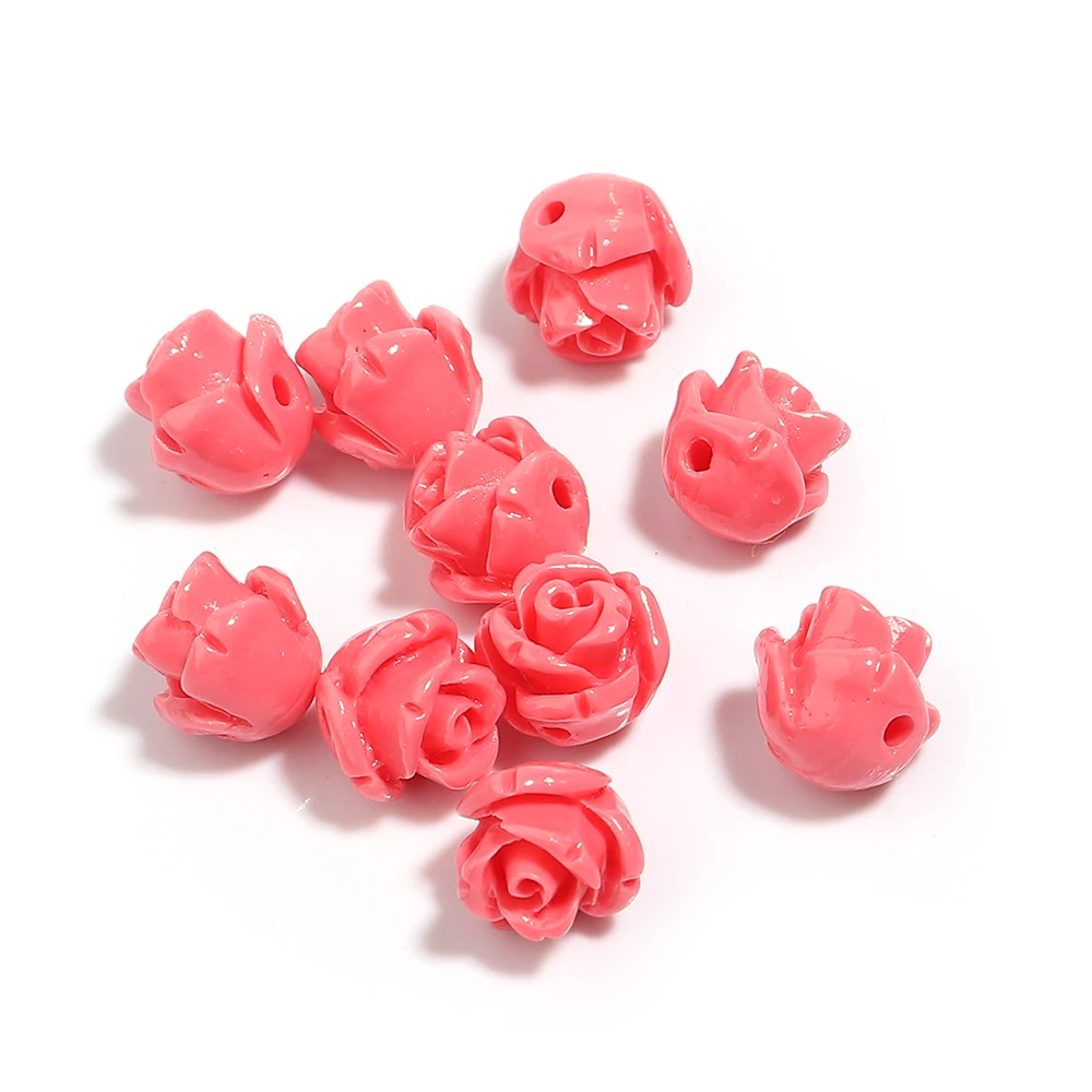 10 teile/los 6-12mm Imitation Korallen Perlen Rose Blume Harz Perlen Für Schmuck Machen DIY Armband Neckalce zubehör