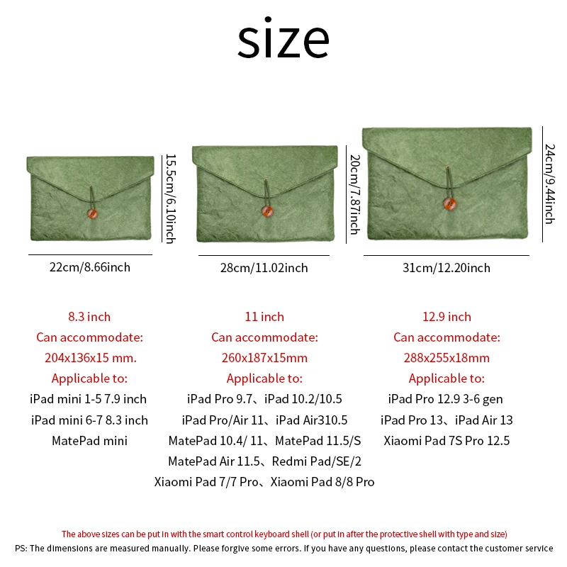 Vintage Envelope Style Paper Tablet Sleeve Pouch Cover