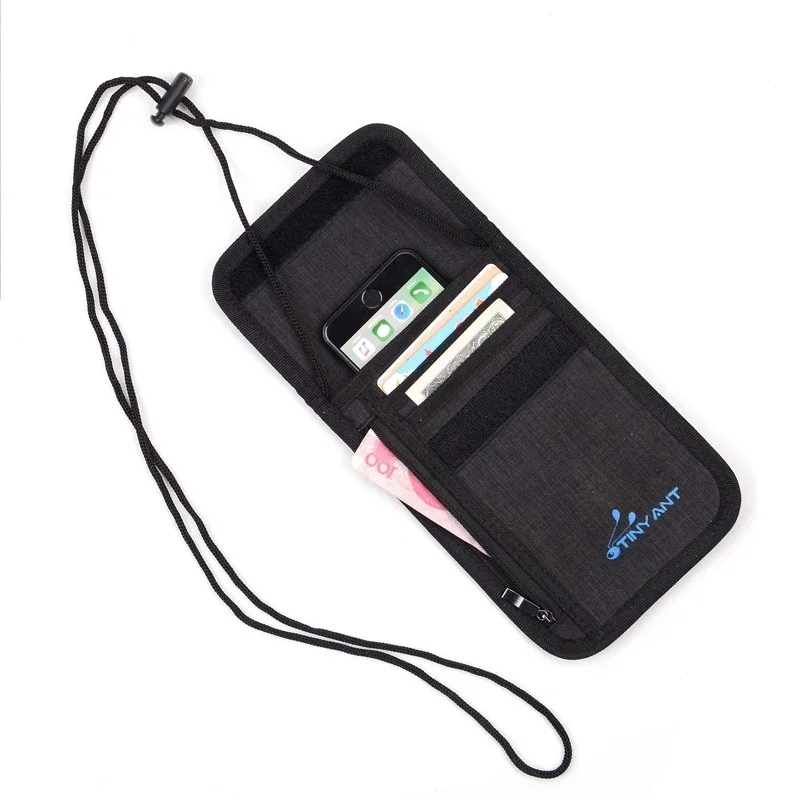 RFID Card Protection Multifunction Travel Passport Holder Neck Bag Nylon Wallet ID Card Pouch Hidden Pockets Purse Chest Case