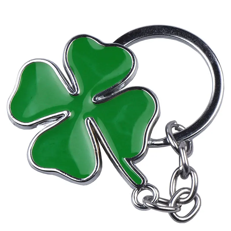 Green Four-Leaf Clover Lucky Keychain Pendant - Charming Car Decor Accessory