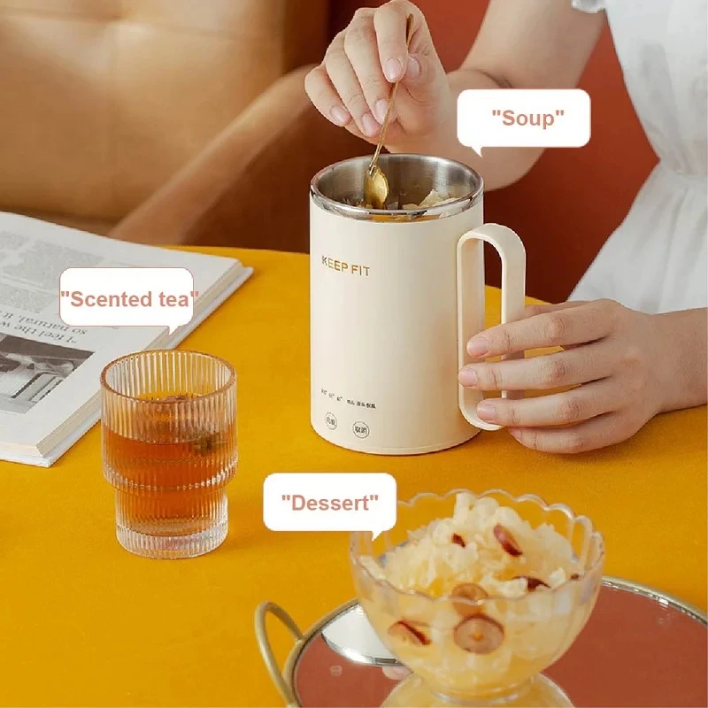 400ml Mini Travel Electric Cup Electric Kettle Multi-functional Office Health Cup 304 Stainless Steel Stew Cup Auto Keep Warm 3
