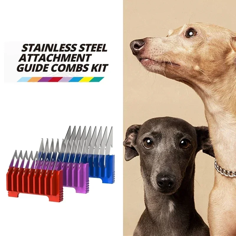 8-Colors Animal metal Comb set Fit For Wahl Professional Pet/Dog/Cat/Horse Clipper Arco Bravura Chromado Creativa Figura Motion