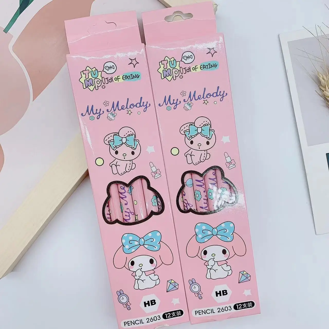 12Pcs/Box Sanrio Pencil Melody Kuromi Cinnamoroll HB Black Write Draw Pencils Primary Students Stationery writing stationery,drawing pencils