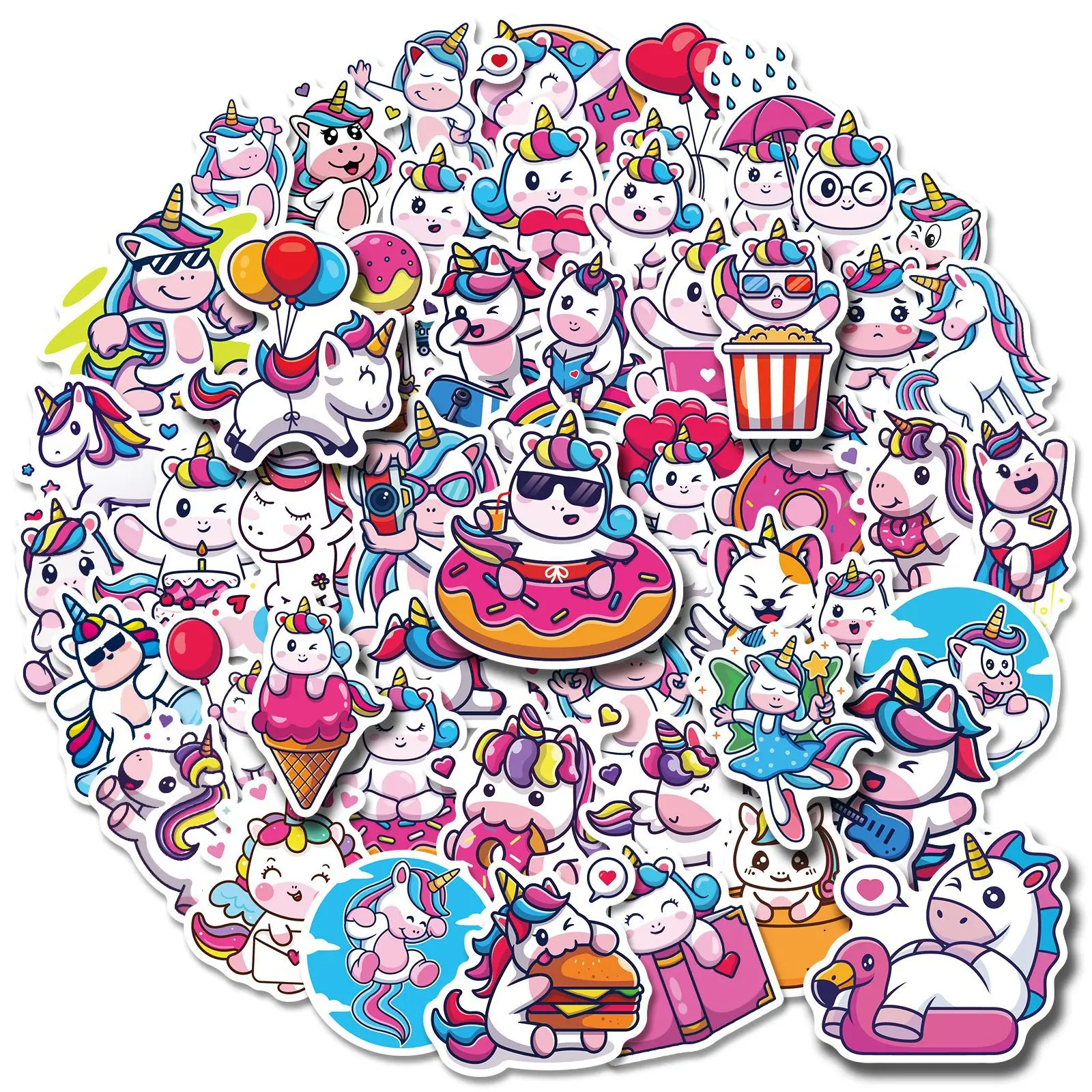 

10/30/50PCS Cute Unicorn Cartoon Stickers for Laptop Travel Luggage Bike Guitar Car Kawaii Graffiti Sticker for Kids Gifts Toys