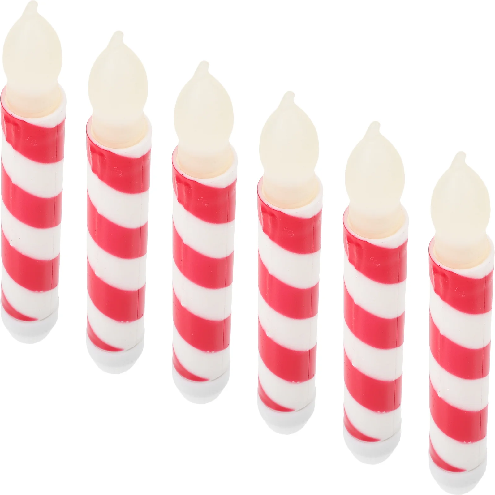 

Candy Cane Candlesticks White Red Spiral Lollipop Decor Taper Operated Flickering Flame Christmas Window Pp