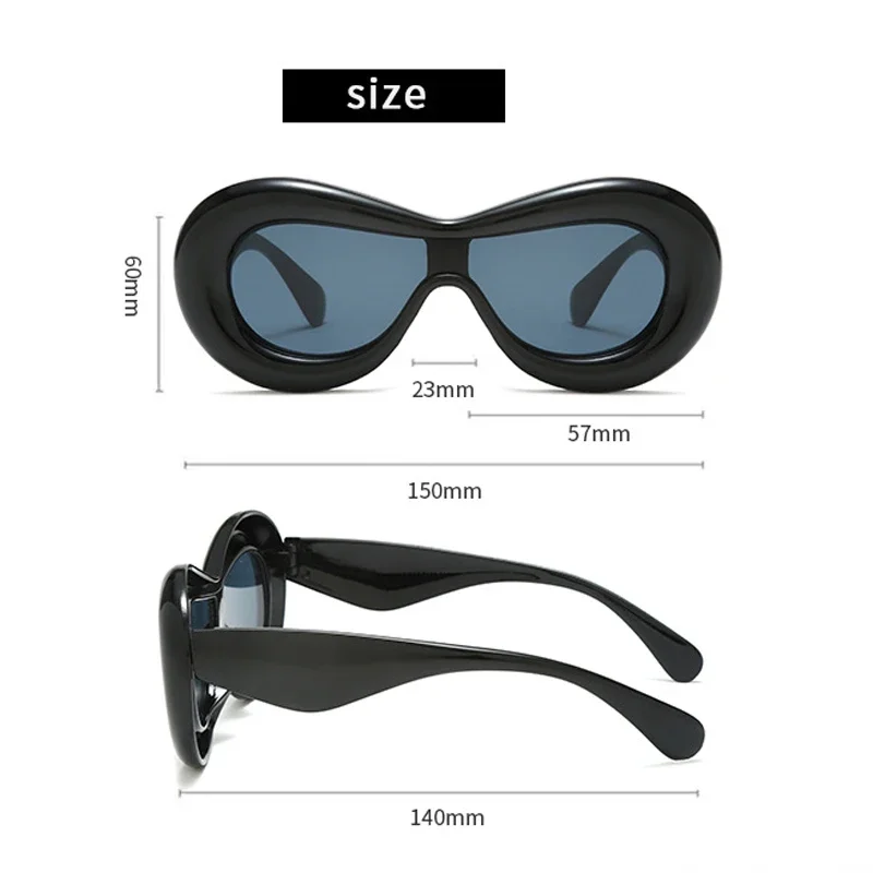 Cat Eye Sunglasses Women Fashion Sunglasses Thick Inflated Frame Shades Trendy Popular Design Motorcycle Car Sun Glasses