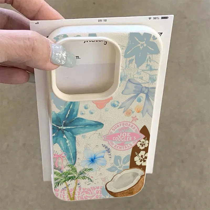 Tropical Coconut Tree Leaves & Flowers Collage Shockproof Phone Case