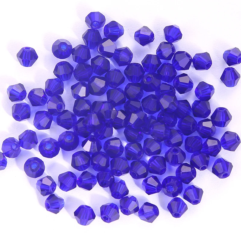 100Pcs 4MM Faceted Crystal Glass Bicone Beads for Jewelry Making and DIY Crafts