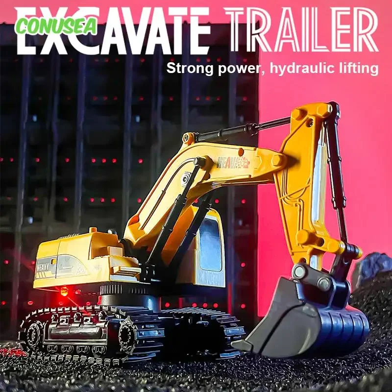 RC Trailer Truck Set with Excavator and Remote Control