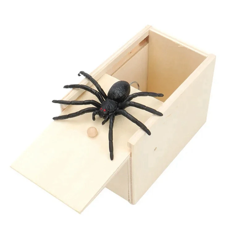 

2Pcs Spider Prank Box Set Kit Handcrafted Wooden Spider Money Surprise In A Box, Pranks Stuff Toys Set For Adults And Kids