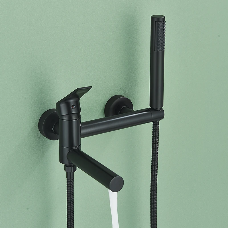 Senlesen Black Bathtub Faucet Wall Mount Bath Shower Set Bathroom Faucets With Handshower Hot Cold Mixer Tap Crane Shower System 3