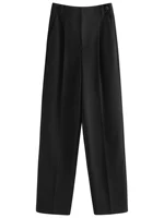 FSLE Women Winter Trousers High Waist Grey Female Cropped Tapered Pants Office Lady Commuter Winter Thicken Black Pant 24FS14471 - Image 5
