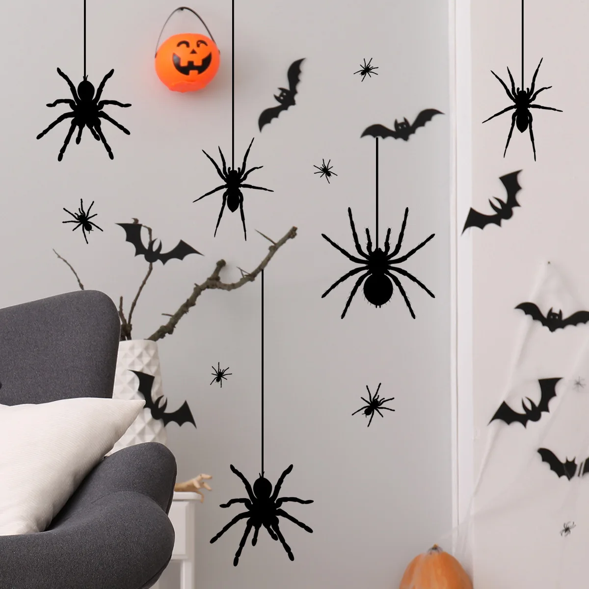 

Halloween Spider Wall Stickers, Living Room, Children's Room Background, Wall Decoration, Self-Adhesive Wall Stickers