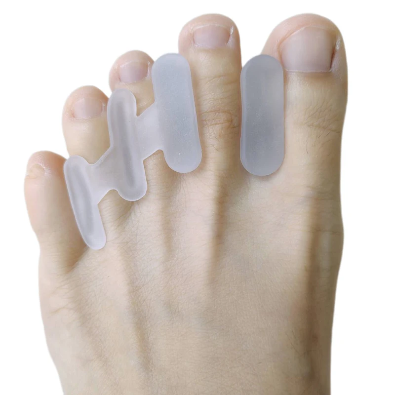 4pieces=2pairs Silicone Separators Hammer Toe Splitter Hallux Valgus Gel Insole Correction Overlapping Orthopedic Foot Care