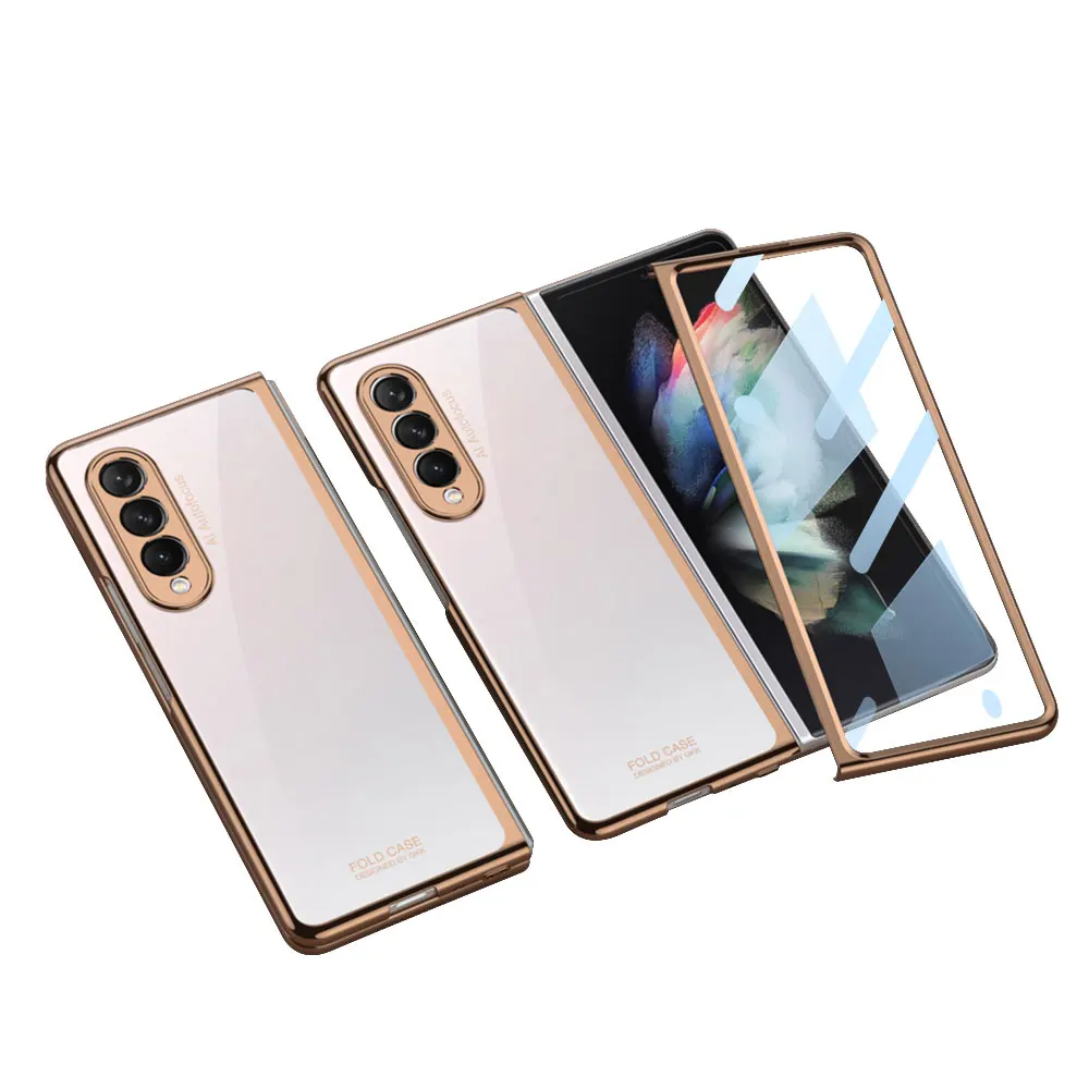 Luxury Plating Screen Glass Case For Samsung Galaxy Z Fold 3 Camera Protection H