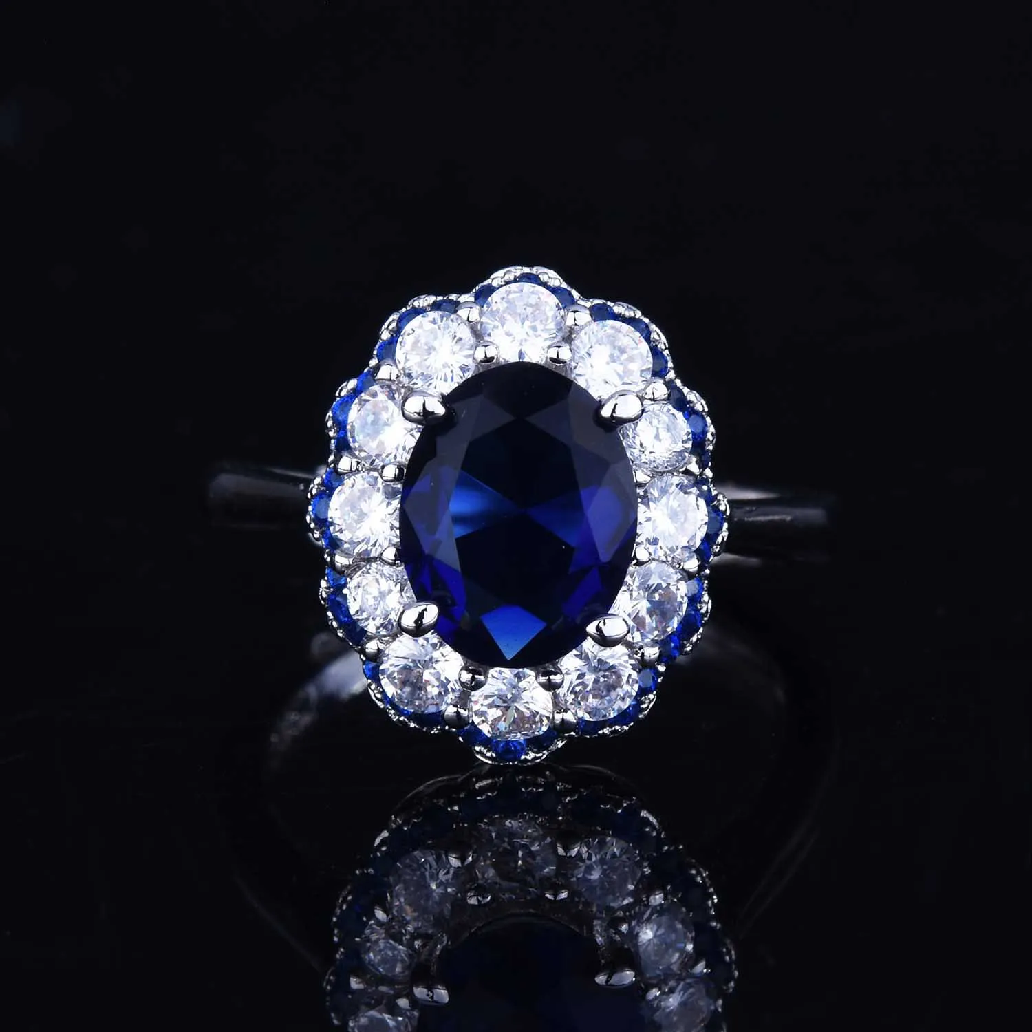 

Best selling new royal sapphire rings European and American luxury women's rings