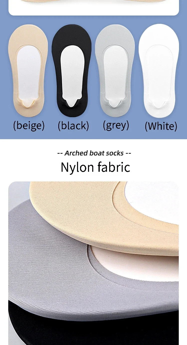 Damen Rutschfeste Niedrige Socken-Einlegesohlen für Fußgewölbe Unsichtbare Flache Bootsocken Weicher Schwamm Stoßdämpfend Druckentlastend – Detail 3