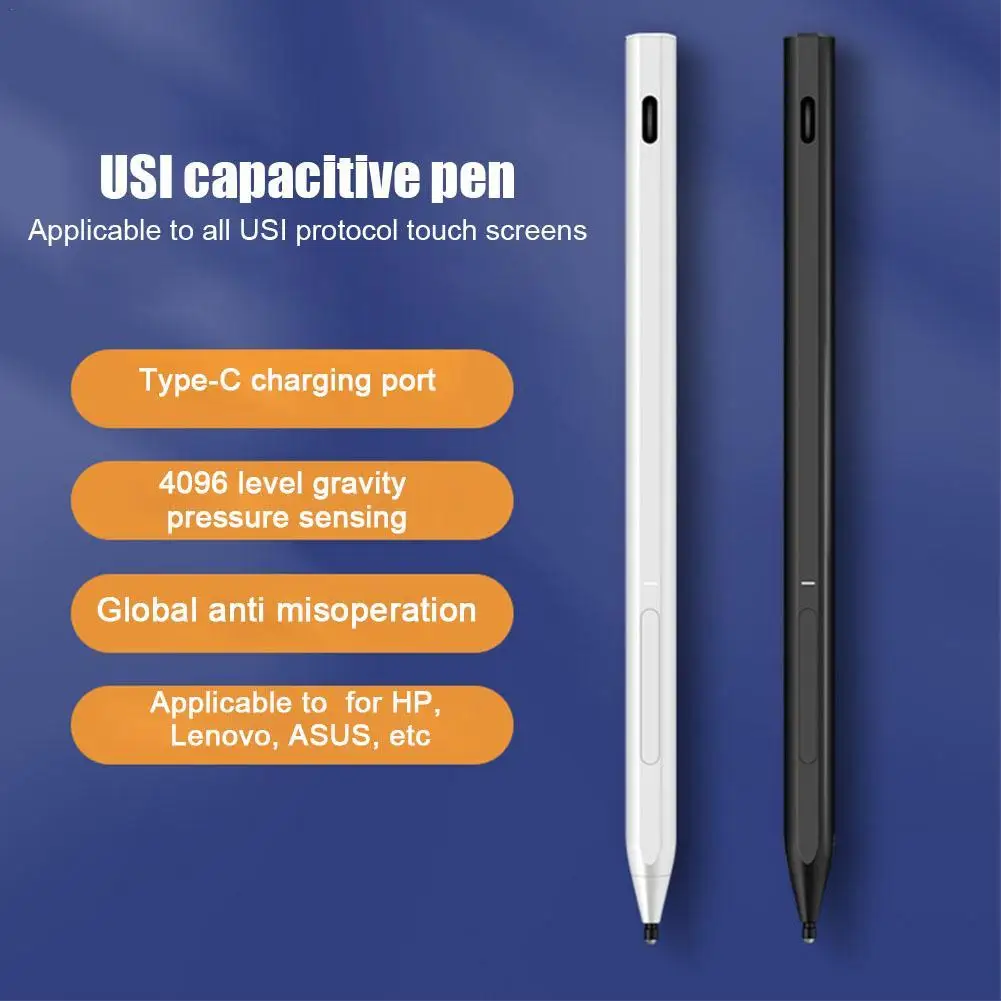 

For USI Screens Stylus Pencil Rechargeable 4096 Pressure Sensitive Palm Rejection For Lenovo HP Samsung ASUS Chromebook