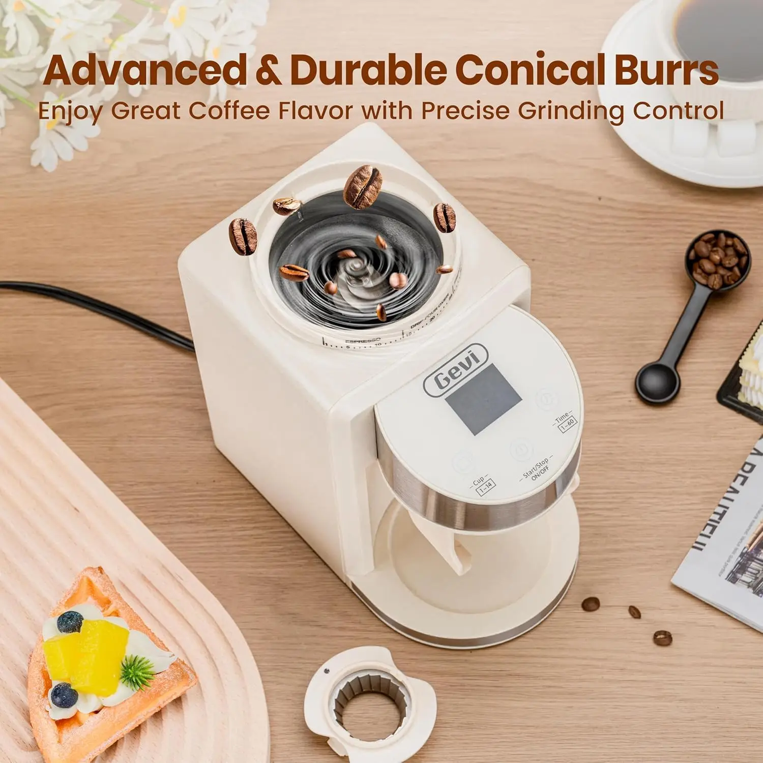 Gevi 20 Bar Espresso Machine with Burr Grinder and 35 Grind Levels for Latte and Cappuccino