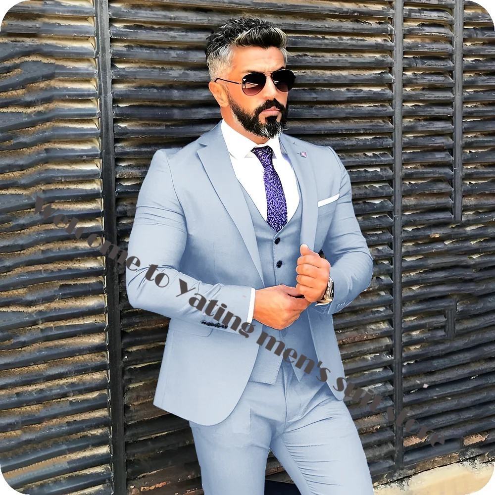 Tuta Elegante 3 Pezzi Per Uomo: Blazer, Gilet E Pantaloni Slim Fit, Monopetto, Bottoni, Tinta Unita – Perfetta Per Lavoro O Serate Speciali