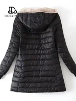 Women's Jacket Winter New Mid Length Korean Edition Hooded Fit Plus Fleece Cotton Coat Warm Lamb Fleece Parkas Winter Jackets 2