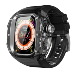Enhanced Crystal Watch Case, 49MM - Easy Install, No Screws, Multiple Colors Available - Watch Ultra 3 (Black Steel)