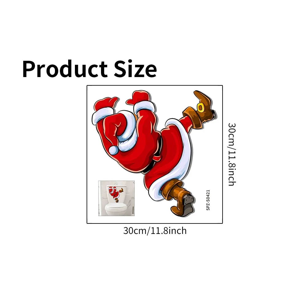 Santa Funny Toilet Decoration Self Adhesive Wall Stickers PVC Bathroom Toilet Stickers Bathroom