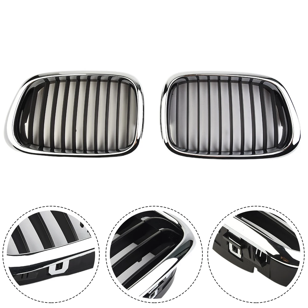 1pc Front Chrome Black Grille Grill For BMW 5 Series E39 1998-2003 Sedan520d/520i/523i/525d/525i/525td/528i/540i/540ip/M5 Estate car exterior accessories car grill mesh grille braces