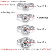 OEVAS Real 0.5-3CT D Color Round Moissanite Women Ring Four Claw Rings 100% 925 Sterling Silver 18K White Gold Fine Jewelry Gift 2