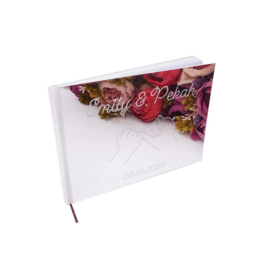 4 Style Choose Horizontal Book Wedding Signs Signature Guestbook Bride Groom Name Memorial Day Mirrored Cover Party Decor wedding guest book