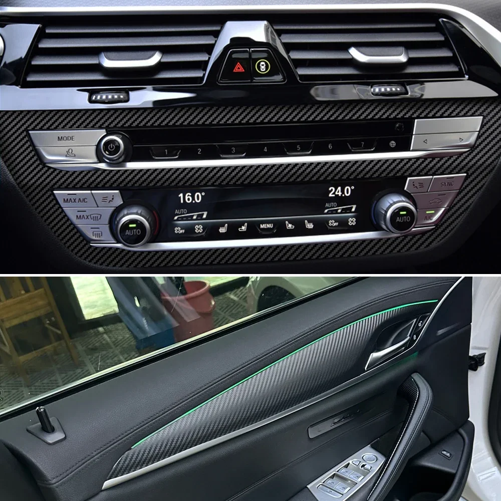 BMW 5 시리즈 G30 G31 2018-23 차량용 카본 파이버 필름 인테리어 스티커 센터 콘솔 기어 대시보드 에어 도어 핸들 리프트 패널