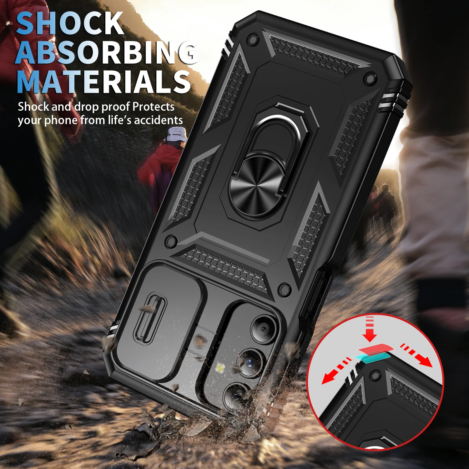 360 Full Protection Phone Case For Samsung Galaxy A17 A16 A15 A56 A55 A26 A06 A35 A34 A54 Case Armor Car Magnet Ring Stand Cover