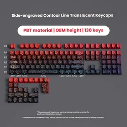 Purple Topographic Side Print Shine - Through Keycap Set - Cherry Profile Double Shot Dye - Sub PBT Keycaps (134keys Lucky Red)