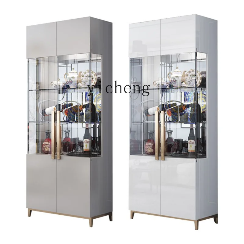 

ZF Light Luxury Glass Door Wine Cabinet Display Modern Minimalist Double Door Wall Living Room Locker