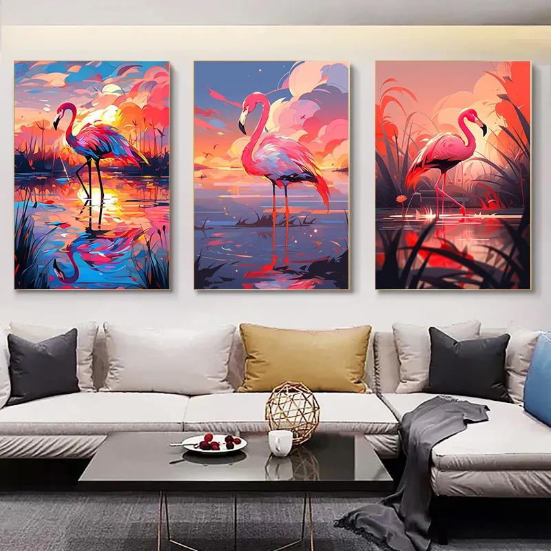 

1pcs Posters for Wall Stickers Decoration Nature Home Decorations Art Paintings Decor for Room Canvas Painting Flamingos Bedroom