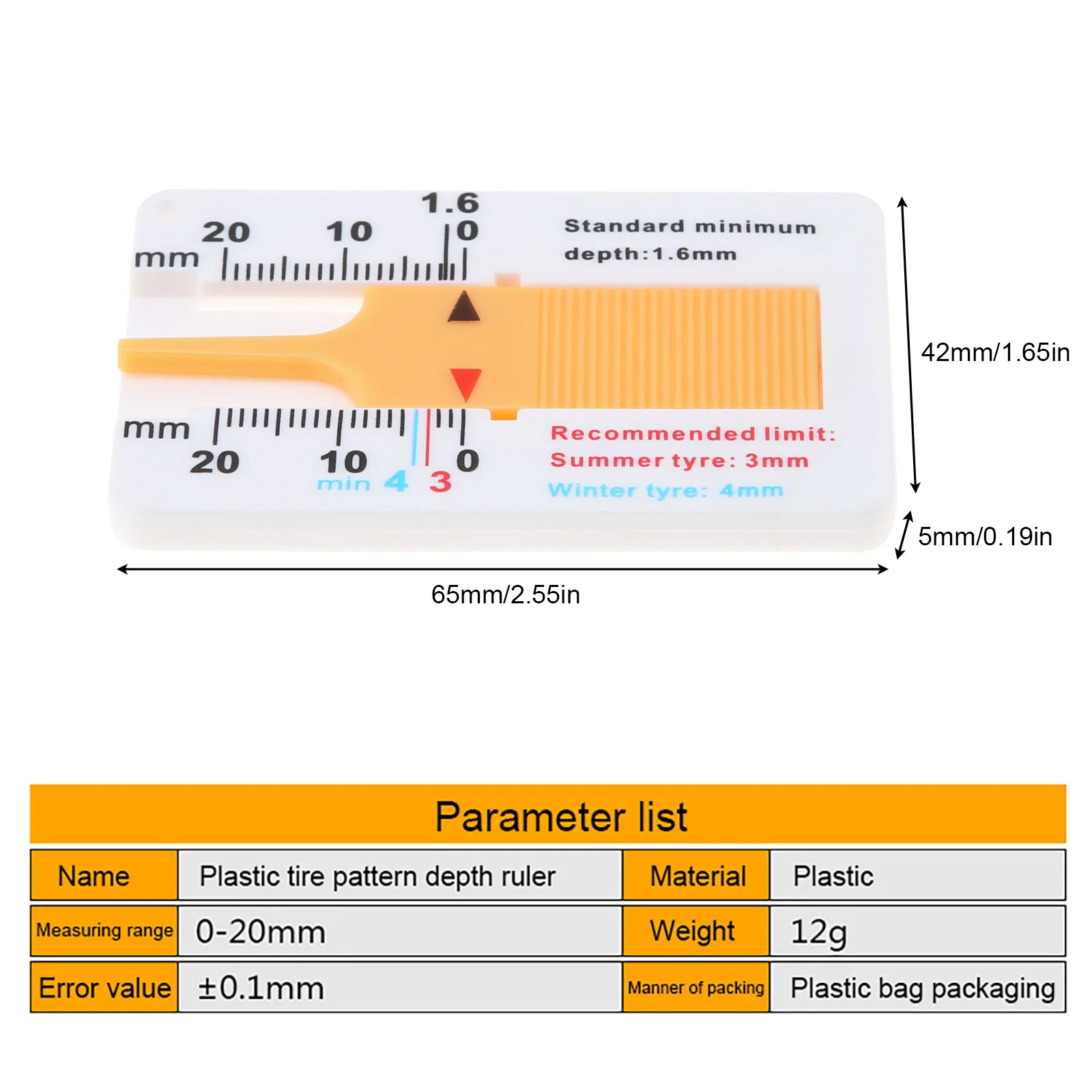 Strumento Auto Battistrada Ndier Calibro Profondità Battistrada 0-11 Mm - Misuratore Usura Pneumatici Auto Sicurezza Veicoli Misurazione - Foto 5