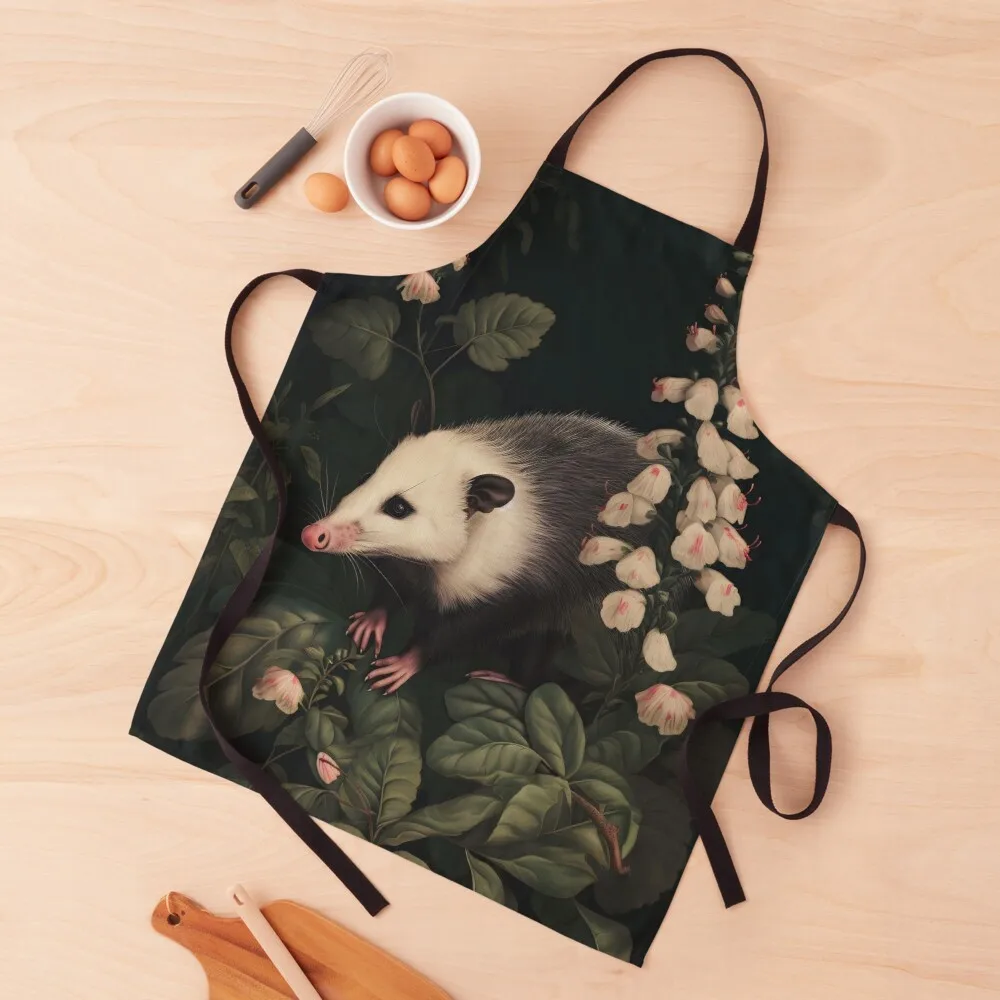 

Vintage Opossum Illustration Apron christmas useful gadgets for home Chef Uniform For Men cookings for women Apron