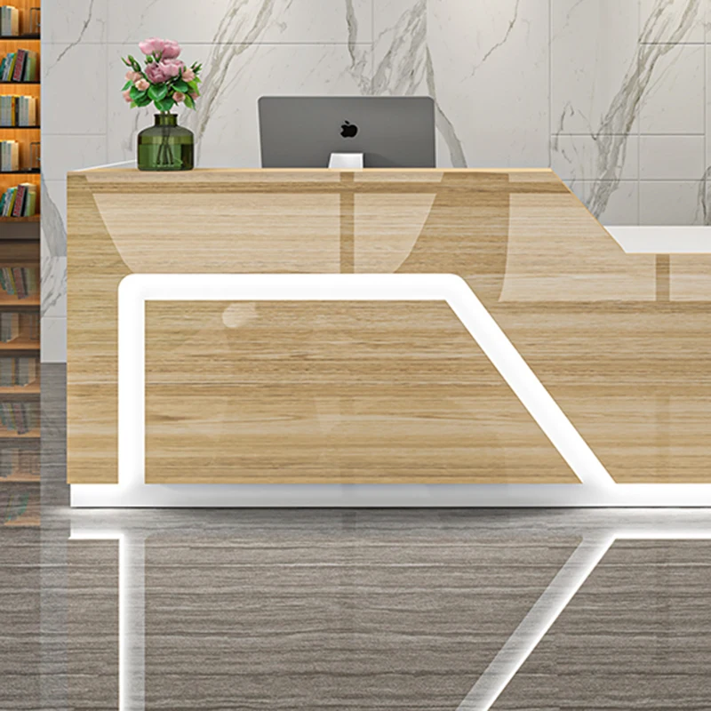Modern White Reception Desks Office Checkout Counter Bar Counter Cabinet Woman Mostrador Negocio Size