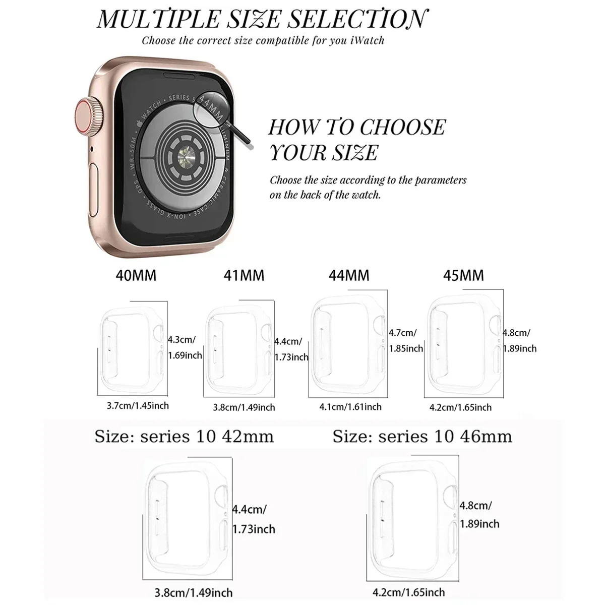 1–5 Stück transparente Displayschutzfolie für Apple Watch 11, 10, 9, 8, 45/41 mm, 44 mm, 42 mm, 46 mm, weiches TPU-Gehäuse, IWatch-Serie 7 SE 6 5 – Detail 5