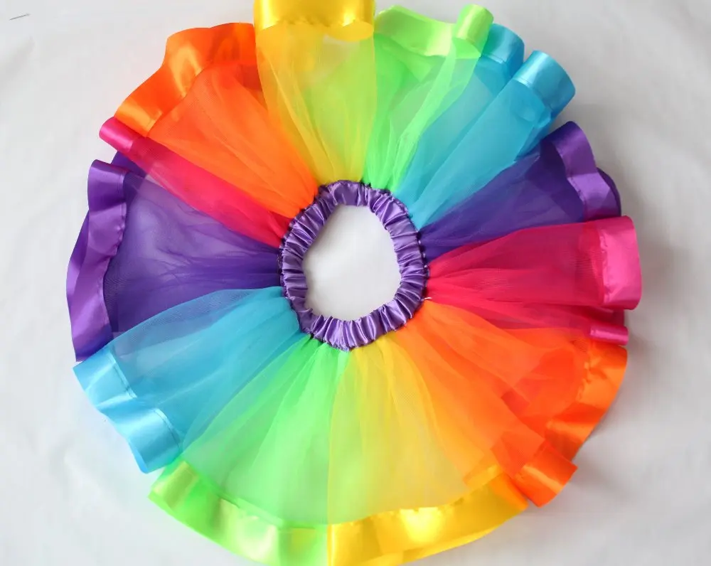 Kids Handmade Tutu Skirt Girls Rainbow Tulle Pettiskirt Dance Bubble Skirt 2-9T