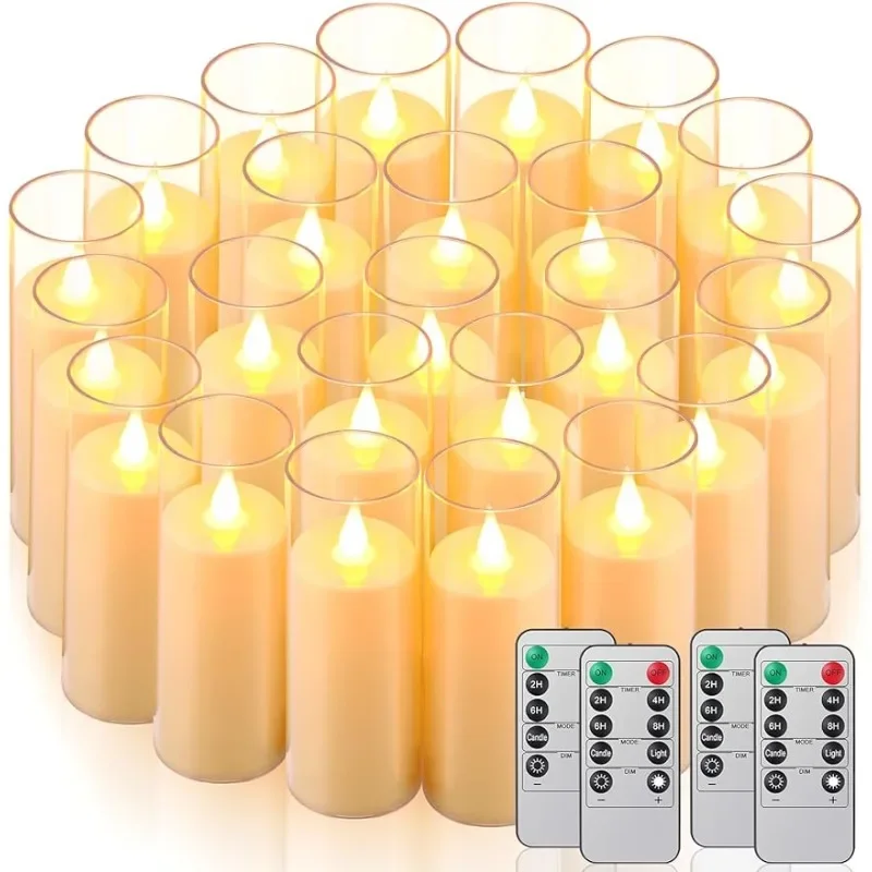 

24 Pcs Led Pillar Candles Flickering Electric Votive Candles Bulk