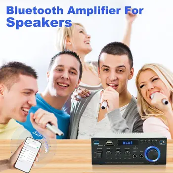 5.0 Mini Bluetooth Stereo Amplifier, 300W HiFi Power Amp with Remote, USB, RCA, FM Radio for Home Audio 5