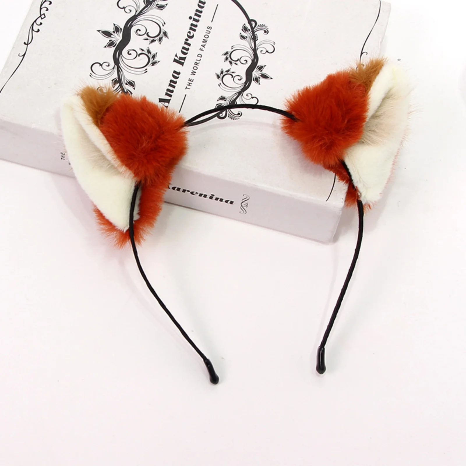 1PC Fox Ear Plush Headband, Orange White Fuzzy Animal Hair Hoop, Cute Daily Hair Accessories, Stylish Party Hair Decor